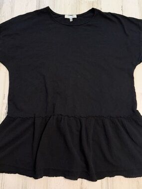 Black Short Sleeve Peplum Top